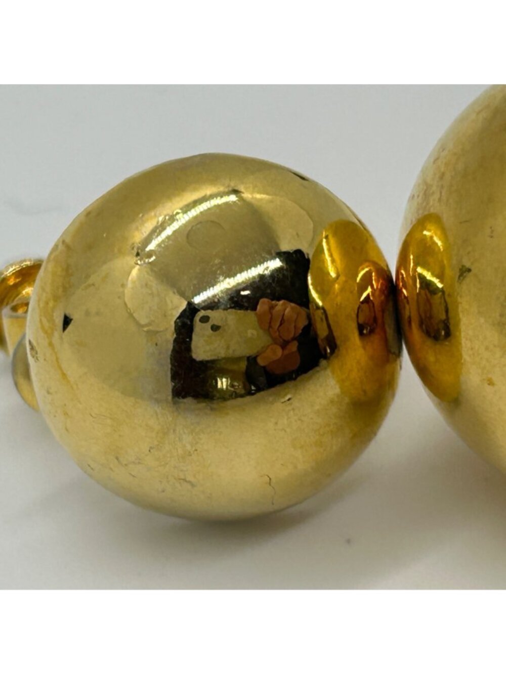 Vintage Gold-tone Double Ball Earrings Screw Back Statement 1960 Mod Design MCM - Picture 10 of 13